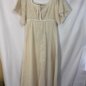 Vintage Elegant Cream Lace Lined Handmade Dress